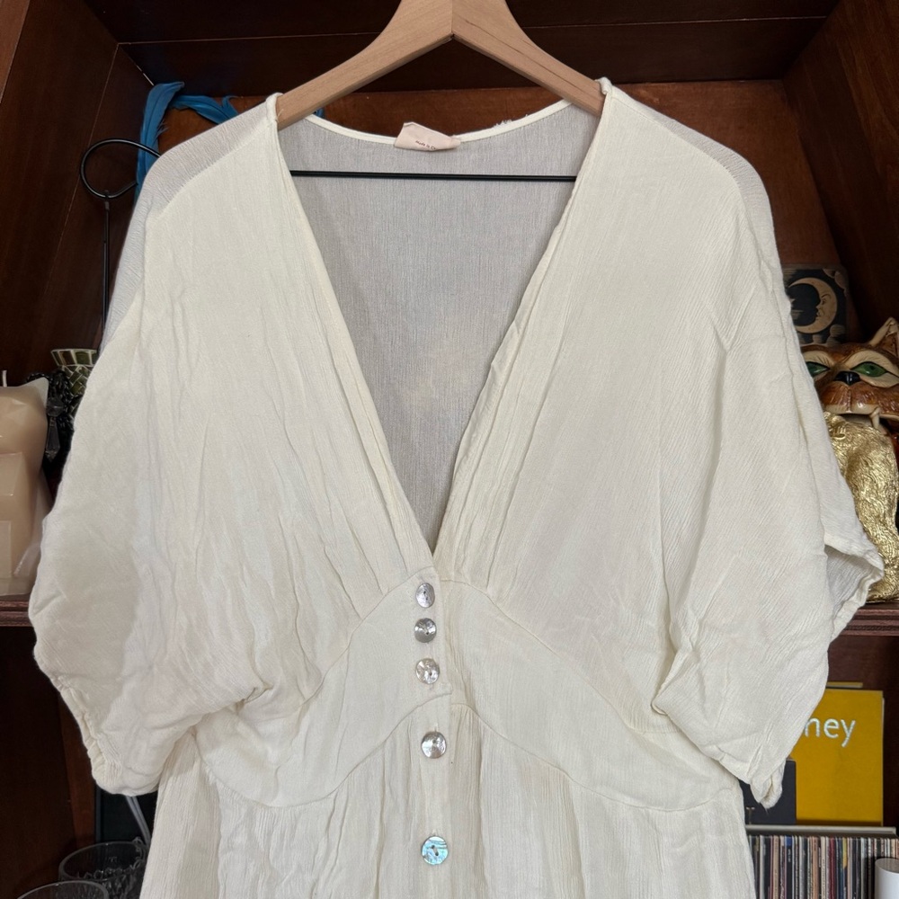 Showpo Cream Long Sleeve Button-Front Maxi Dress
